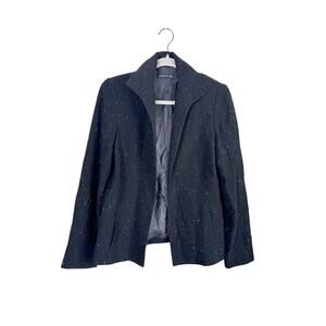 Lafayette 148 New York Black Speckled Wool Silk
Blend Open Front Blazer Size 8